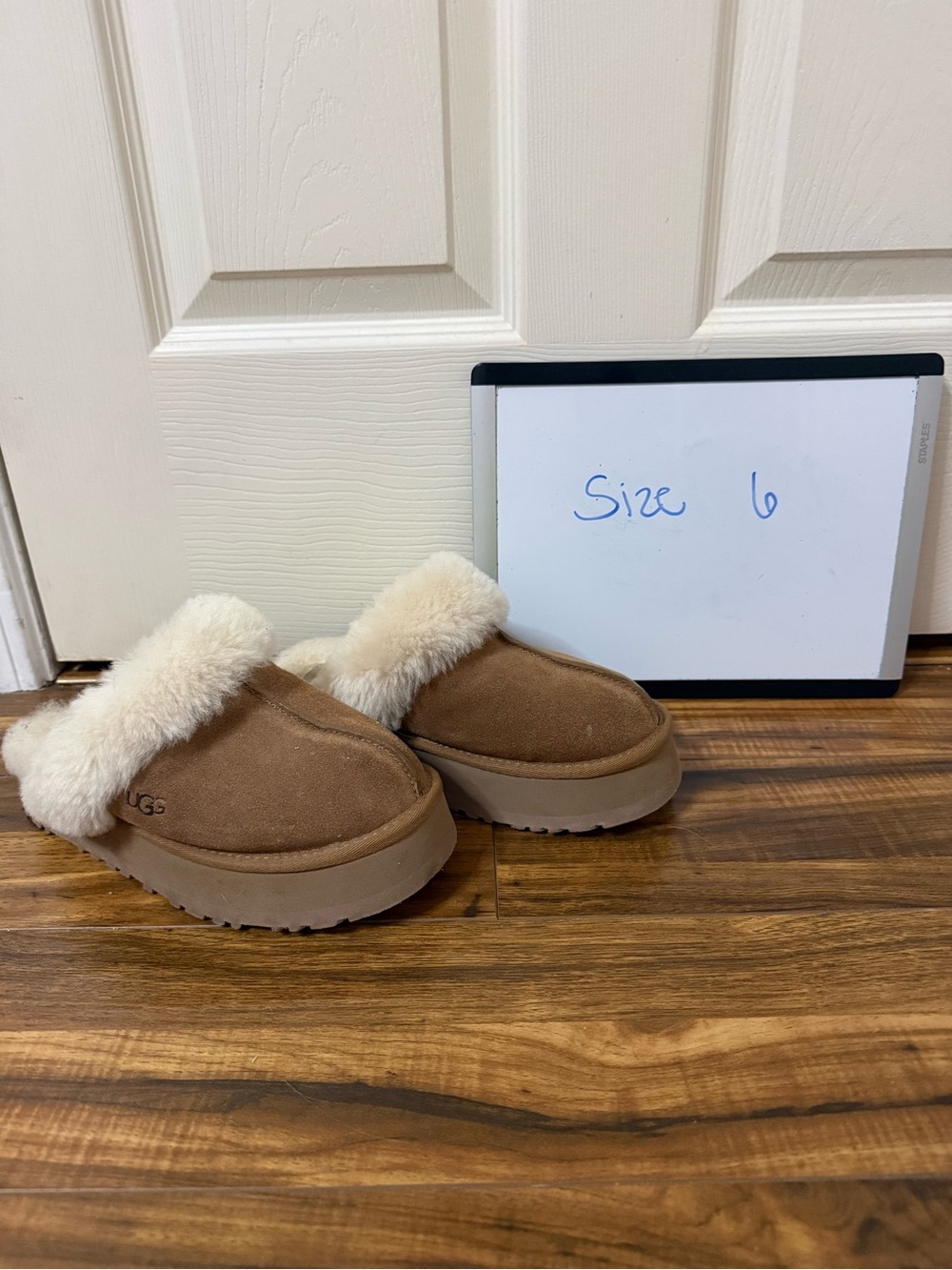 UGG Chestnut Suede Shearling Mule Slippers with Cream Cuff
